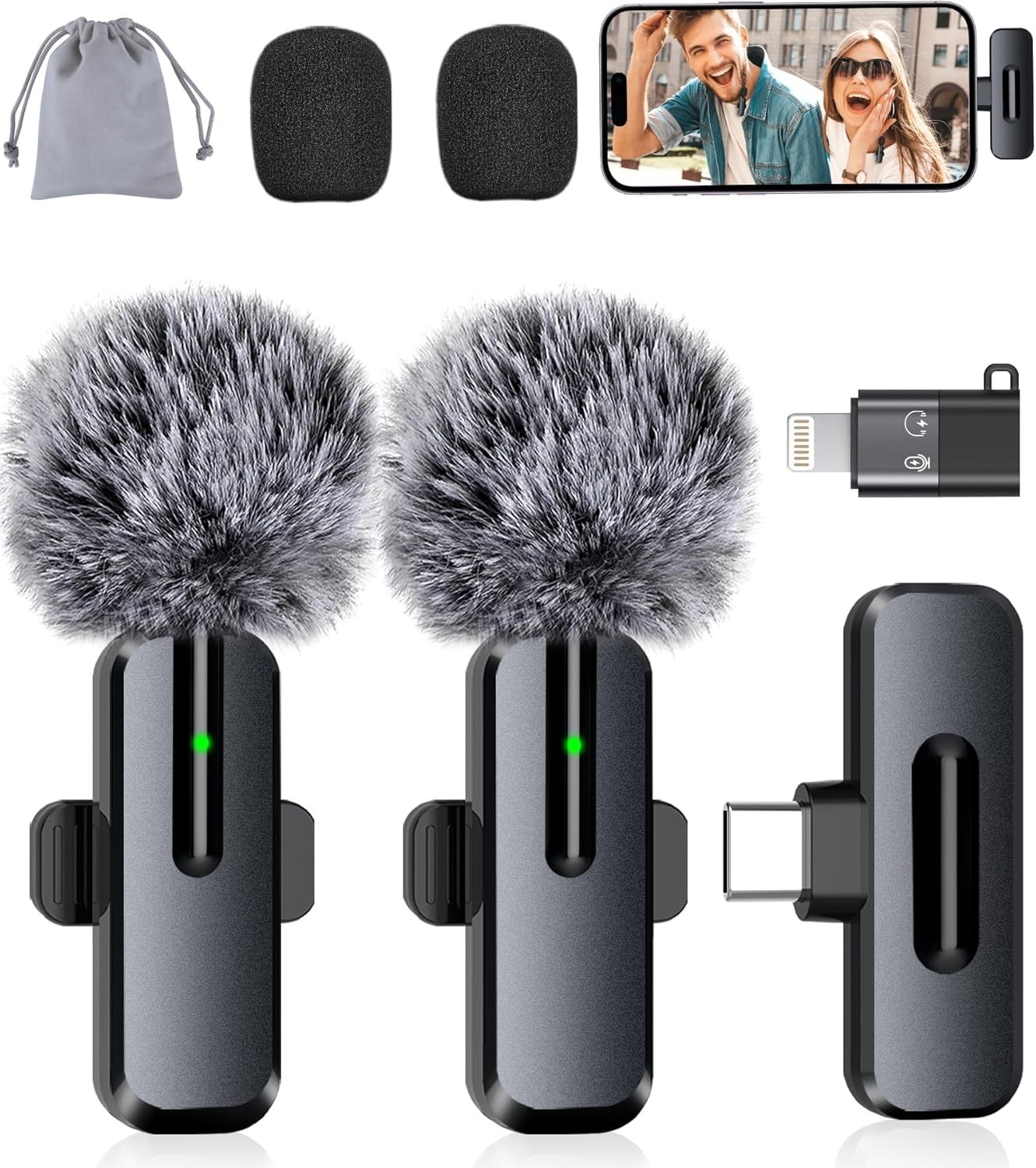 Microfono mini inalambrico para celular camara solapa con estuche de carga 2 mic