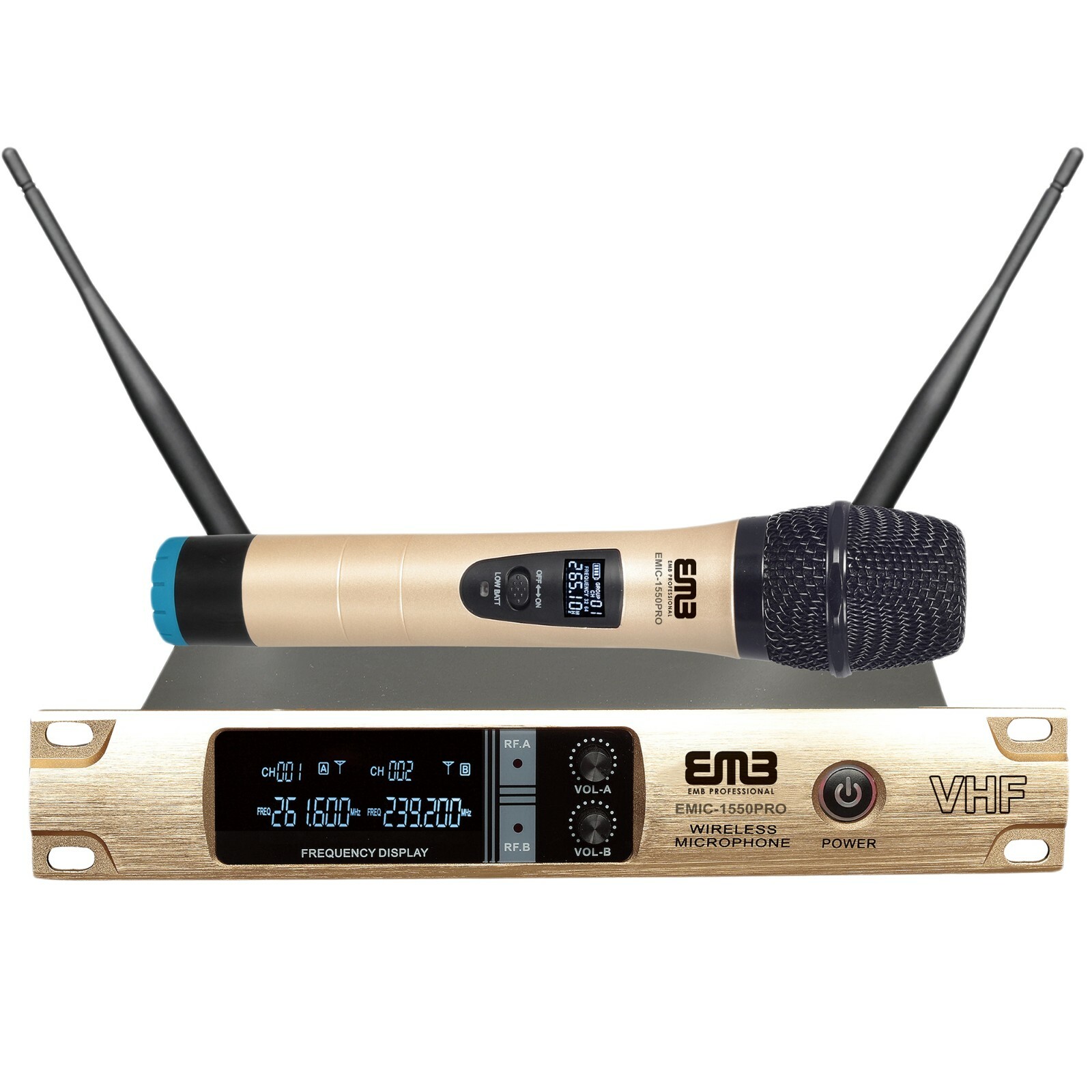 Dual Handheld Cordless Wireless Microphone Receiver 2 x Mic for Church / Karaoke