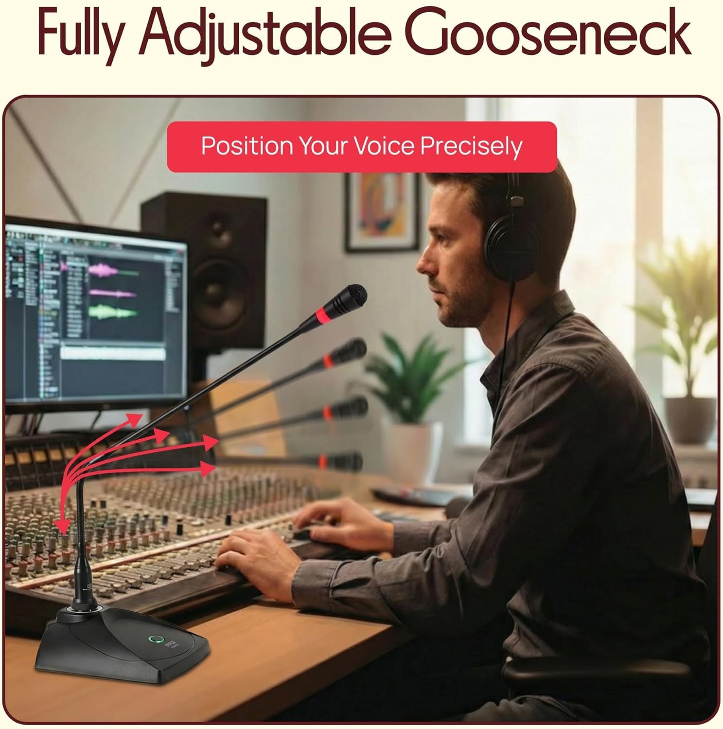Desktop Gooseneck Wired Microphone System – Table Mounted Corded Voice Condenser