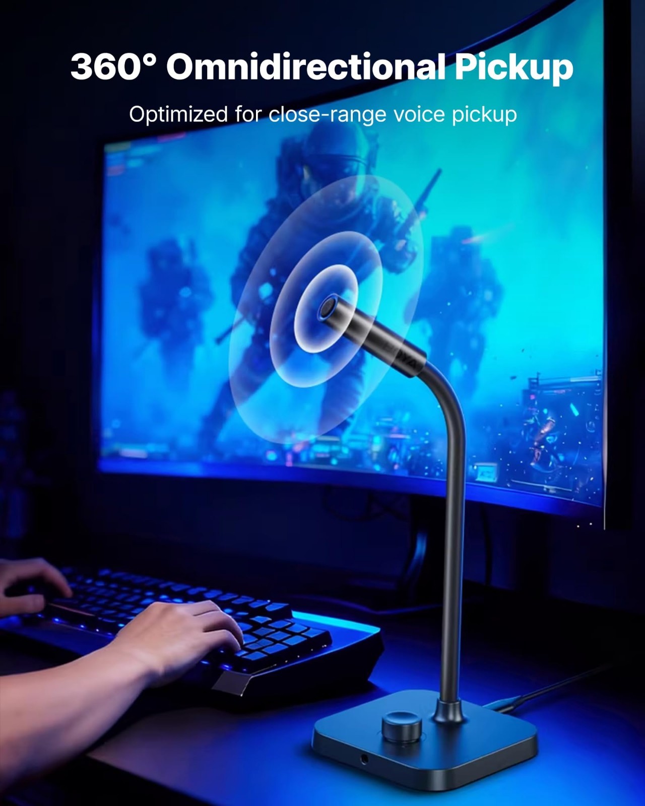 USB Gooseneck Microphone for PC, Laptop, Mac & Phones | Noise Cancellation, Adju