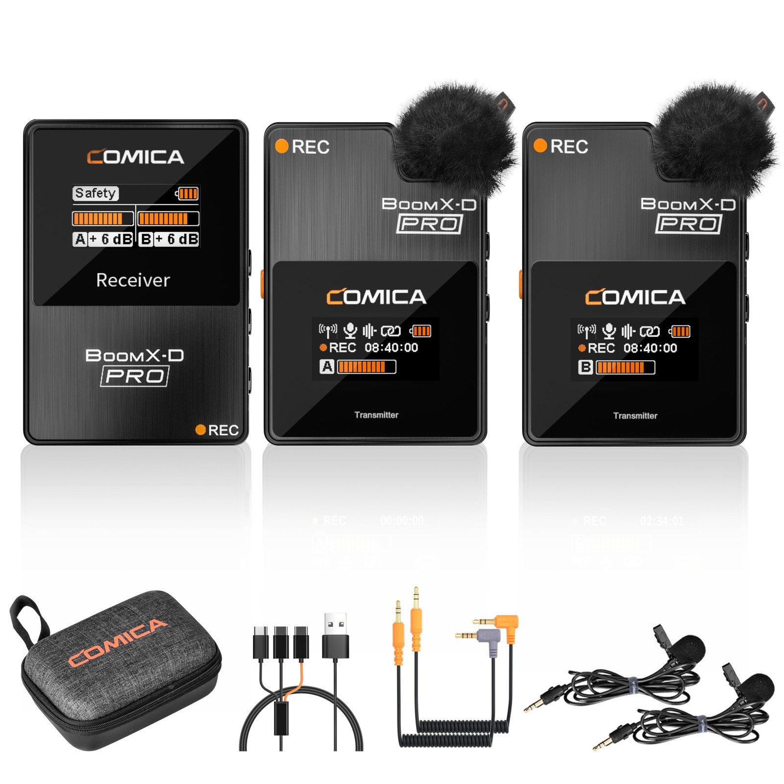 COMICA BoomX-D2 PRO Wireless Lavalier Microphone for iPhone Android Camera PC…