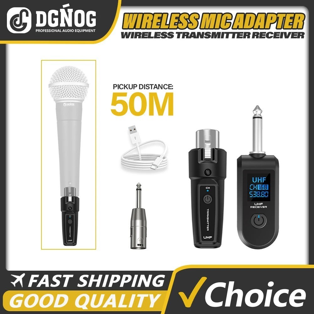 Wired to Wireless Microphone System Converter Transmitter Receiver Rechargeable