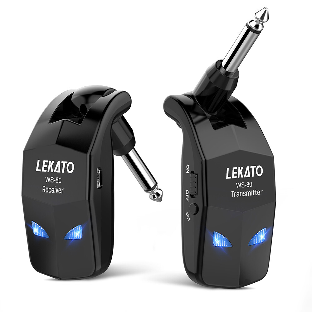LEKATO 2.4GHz Wireless Guitar Bass System Transmitter Receiver 4 Channels NEW