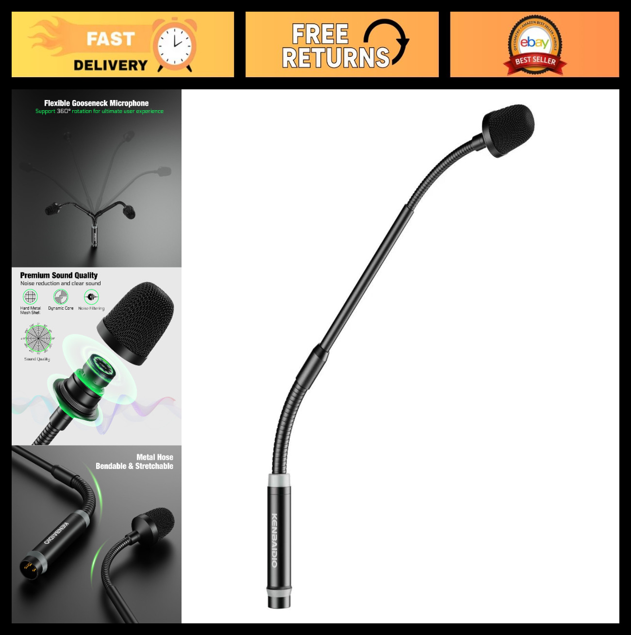 Flexible 17″ Gooseneck XLR Dynamic Microphone for Karaoke, DJ, Video Conferencin