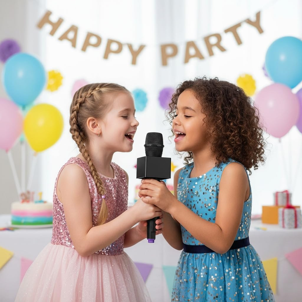 Fake Microphone Props for Kids Plastic Microphone Toy with Flags Square Cube Sta