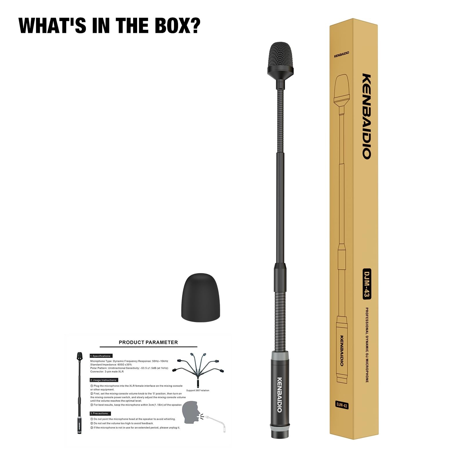 Flexible 17″ Gooseneck XLR Dynamic Microphone for Karaoke, DJ, Video Conferencin