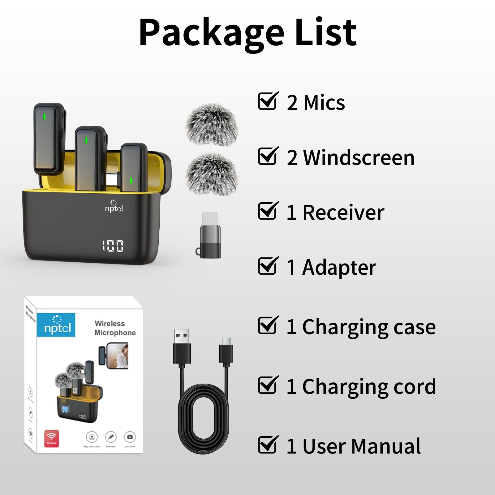Wireless Lavalier Microphone for iPhone Android Phone – USB Type C Mini Micro…