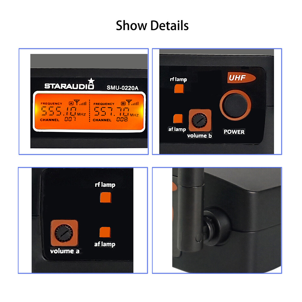 UHF Handheld Wireless Microphone System 2-Channel Mic Cordless Receiver Karaoke