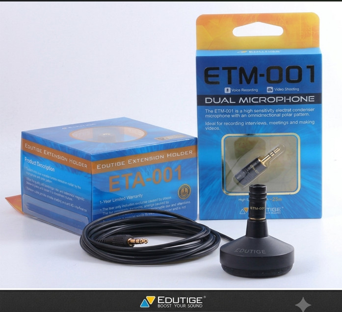 EDUTIGE ETM-001 Omnidirectional High Sensitivity Mini Microphone 3.5mm Korea