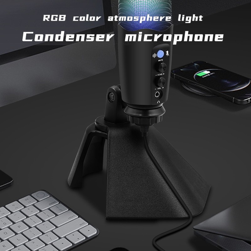RGB Condenser Microphone Microphone for Touch Mute Mobile Phone Computer Live