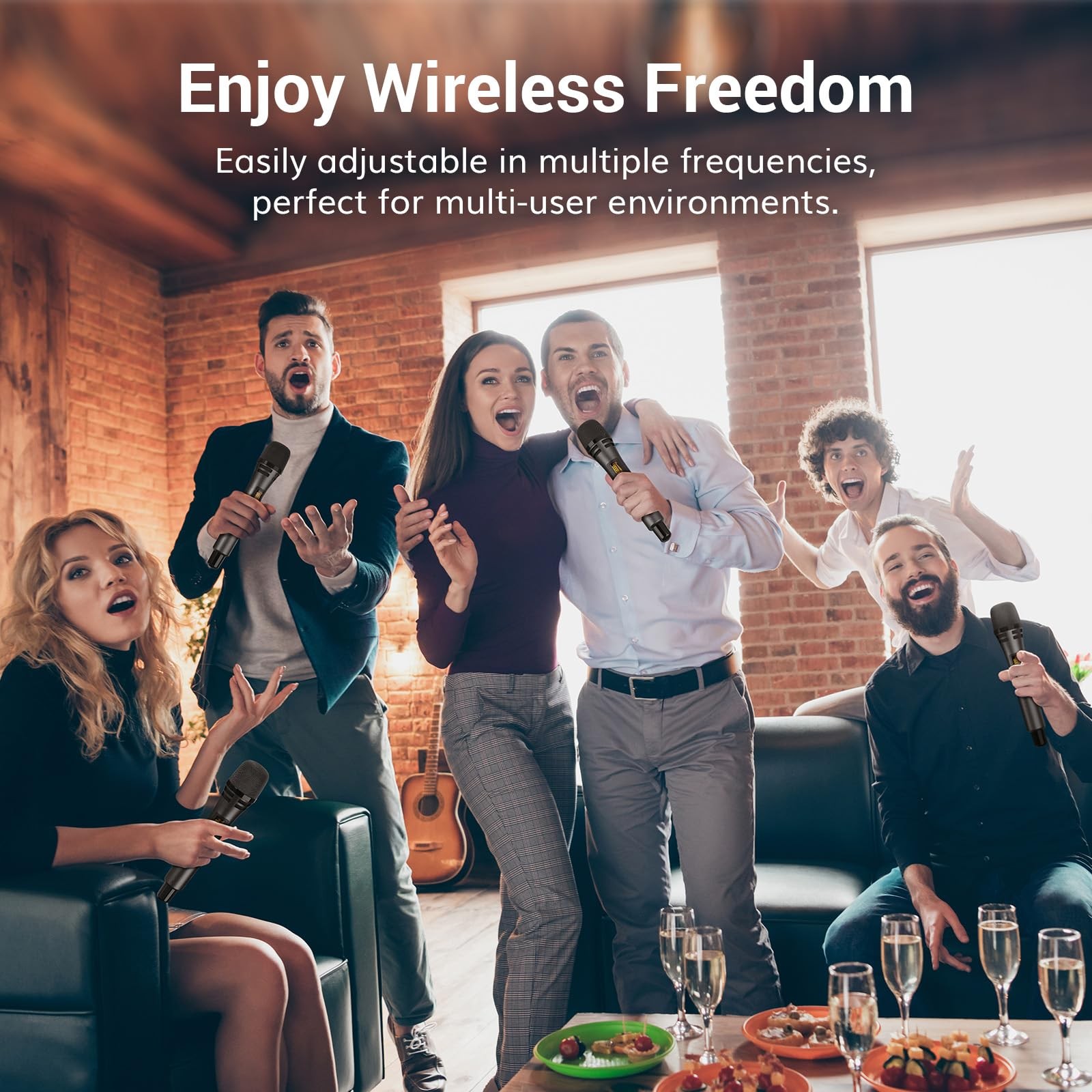 TONOR Wireless Microphones System with 4x10Channels Cordless Handheld,60 m/200FT