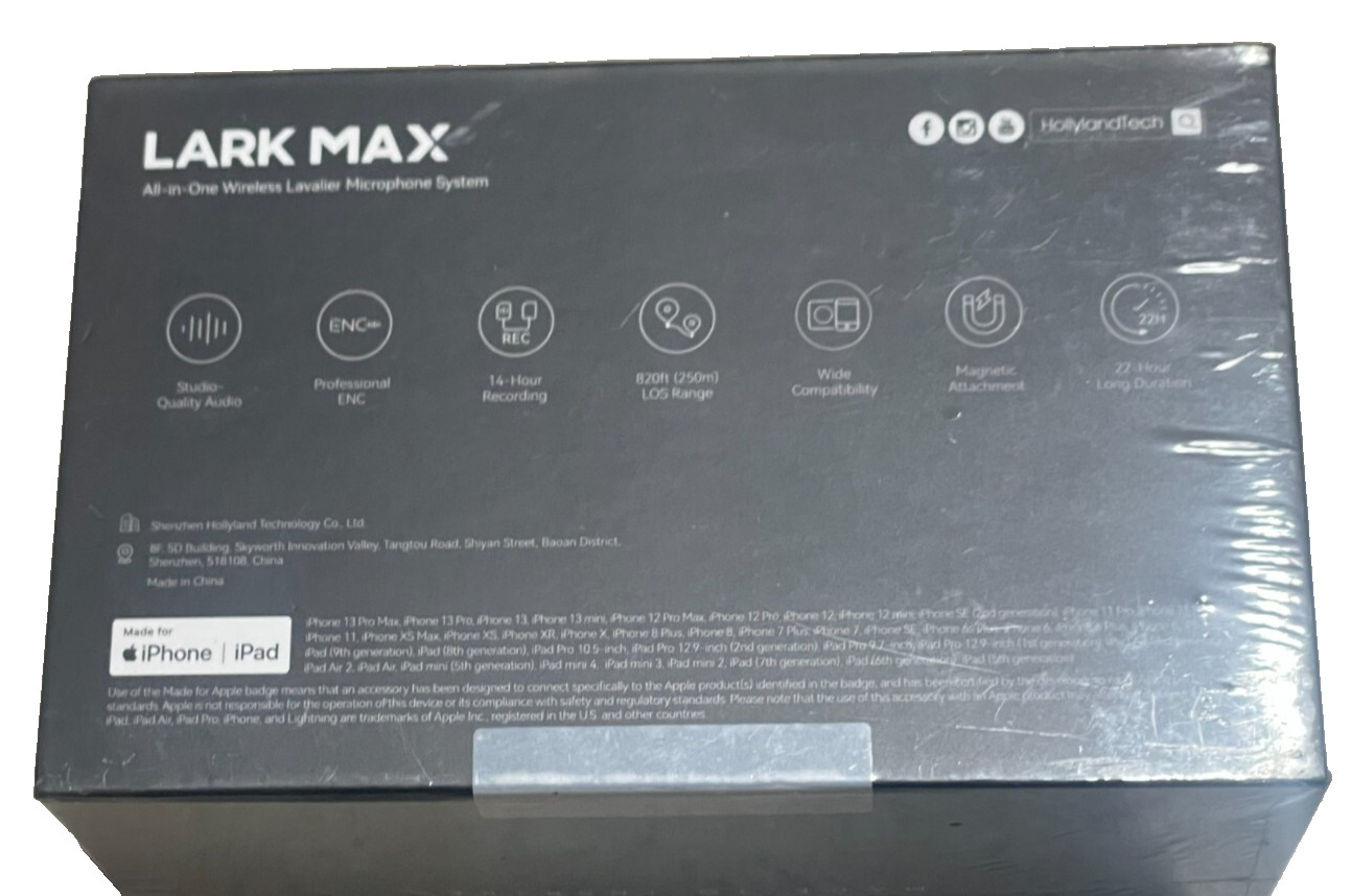 Hollyland Lark Max Duo Wireless Lavalier Microphone System DSLR iPhone Android