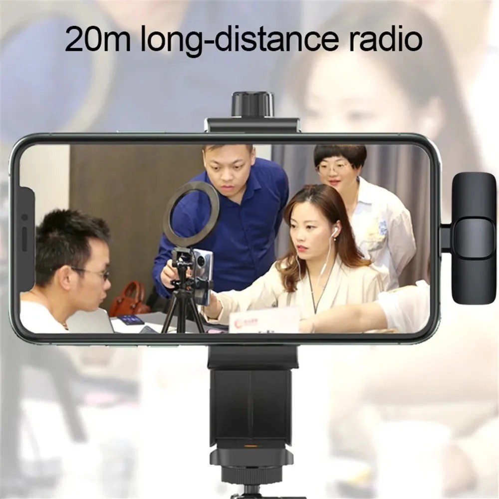 2.4G Wireless Lavalier Microphone Noise Cancelling Mic for iPhone Android