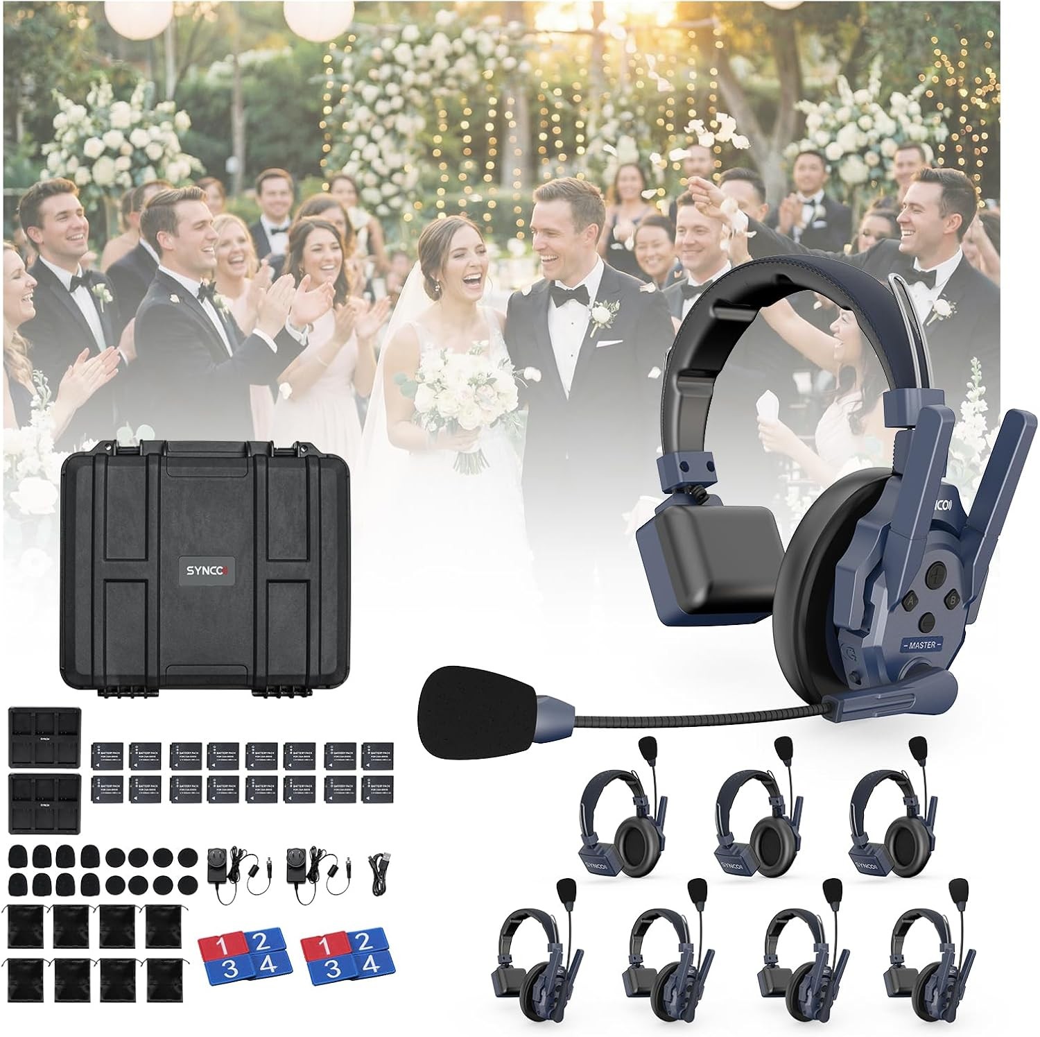 SYNCO XTalk Master 8 2.4G Wireless Headset Intercom System Full Duplex 8-Person