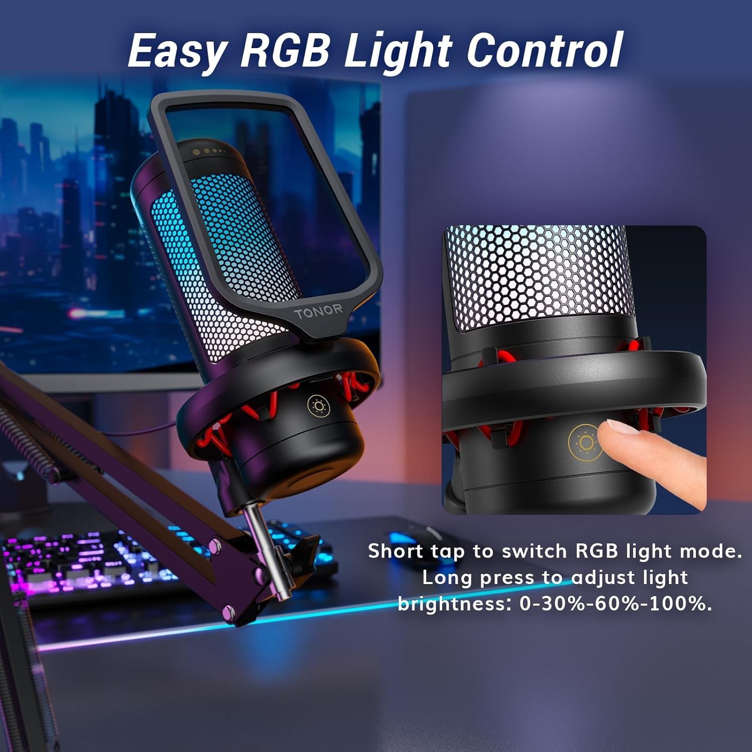 Gaming Microphone Set with Boom Arm, Vocal Condenser Microphone for PC with S…