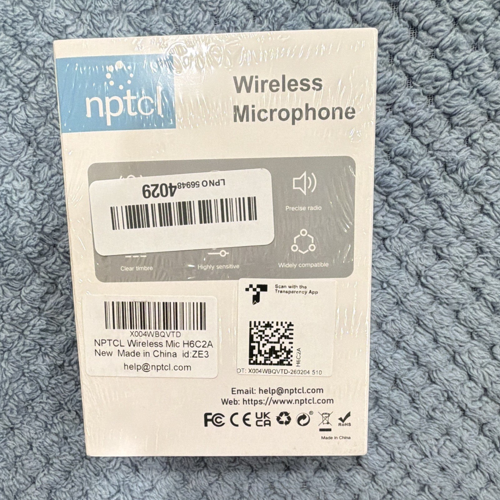 NPTCL H6C2A Wireless USB-C Lavalier/Lapel Microphone Set, Black