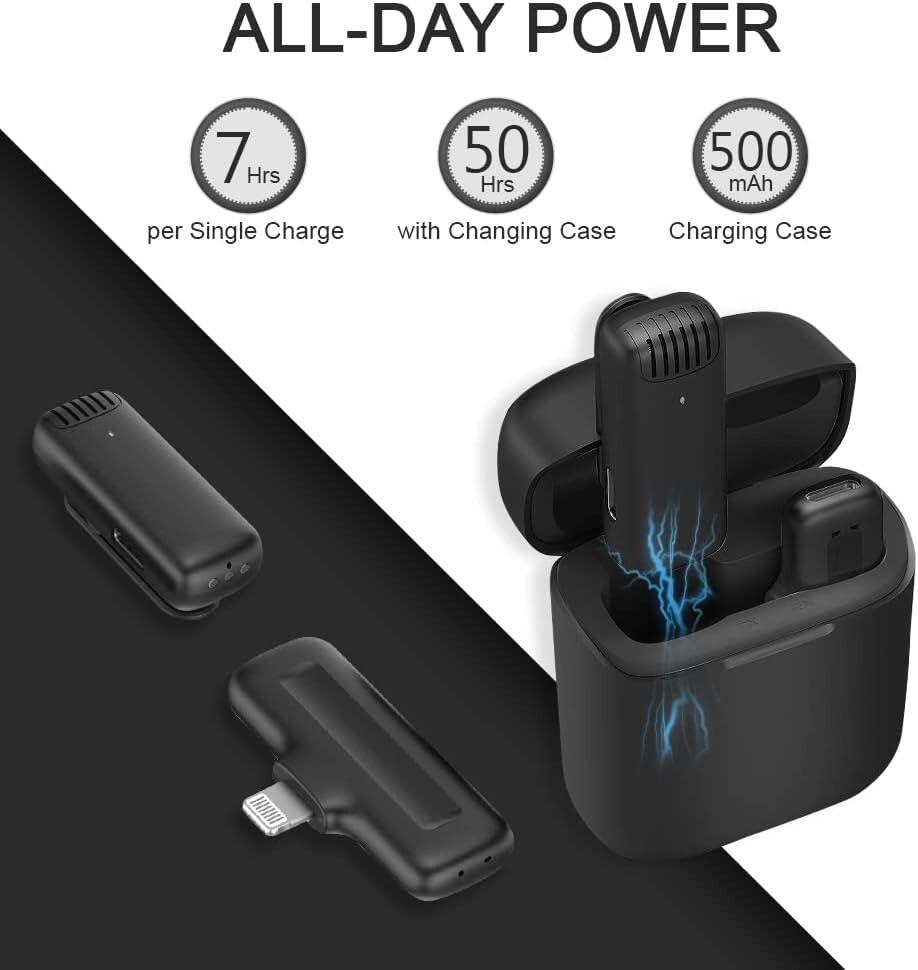 Wireless Lavalier Microphone For iPhone iPads Video Recording, Live Streaming US