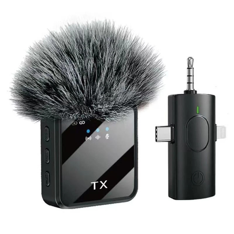 3in1 Plug-play Wireless Lavalier Microphone For iPhone/Android/Camera Interview