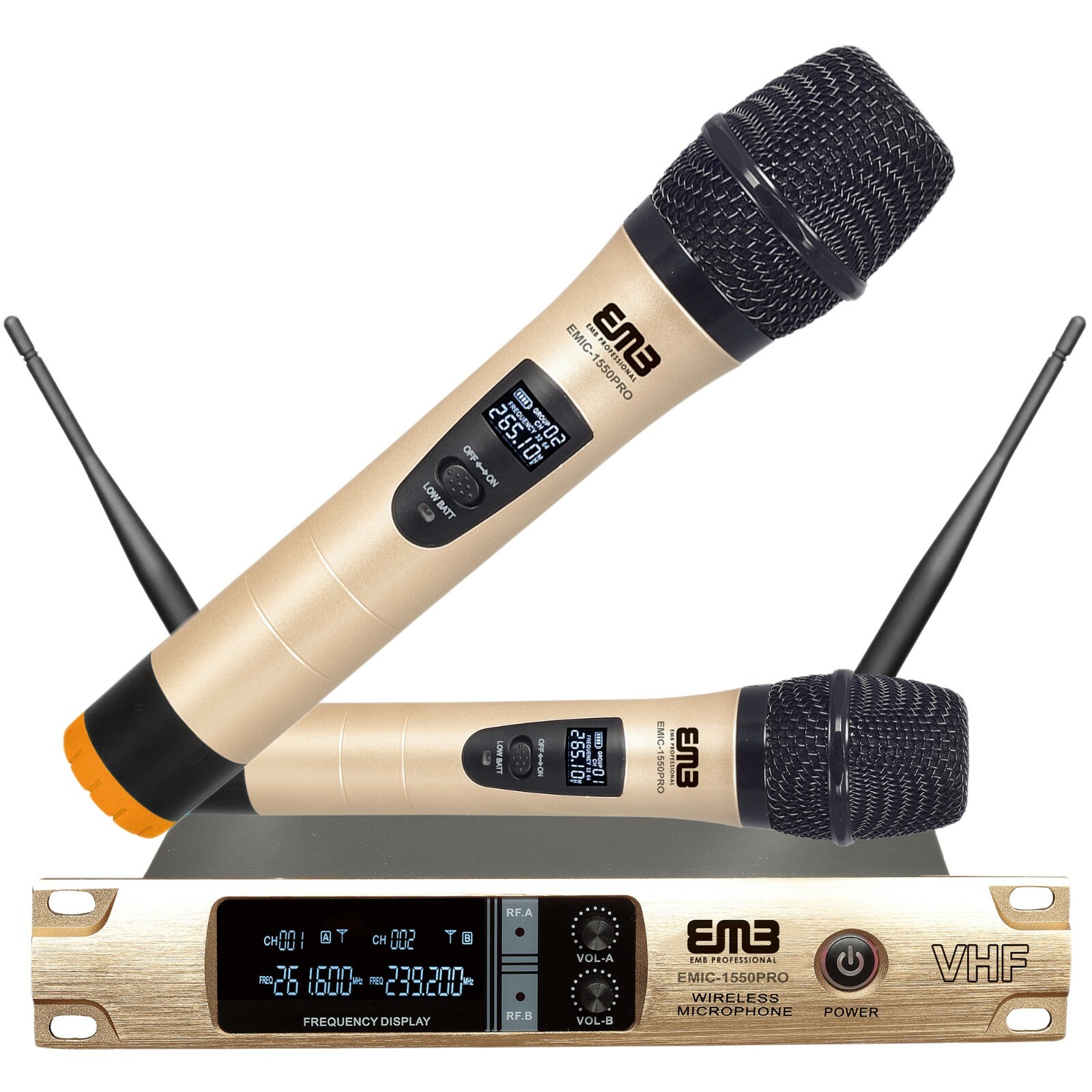 Dual Handheld Cordless Wireless Microphone Receiver 2 x Mic for Church / Karaoke