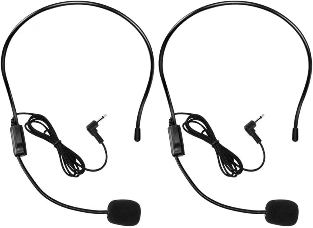 2Pcs Microphone Headset Mic, Flexible Wired Boom for Voice Amplifier, 3.5Mm Conn