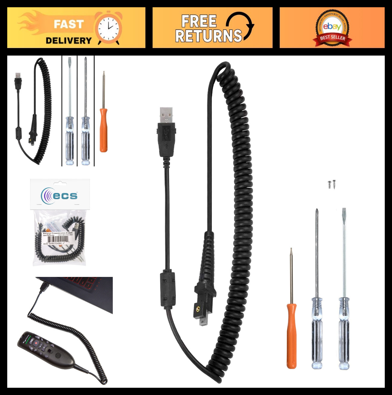 PowerMic III Microphone with 5.5′ Curly Cable | Easy Install, Tangle-Free, Screw