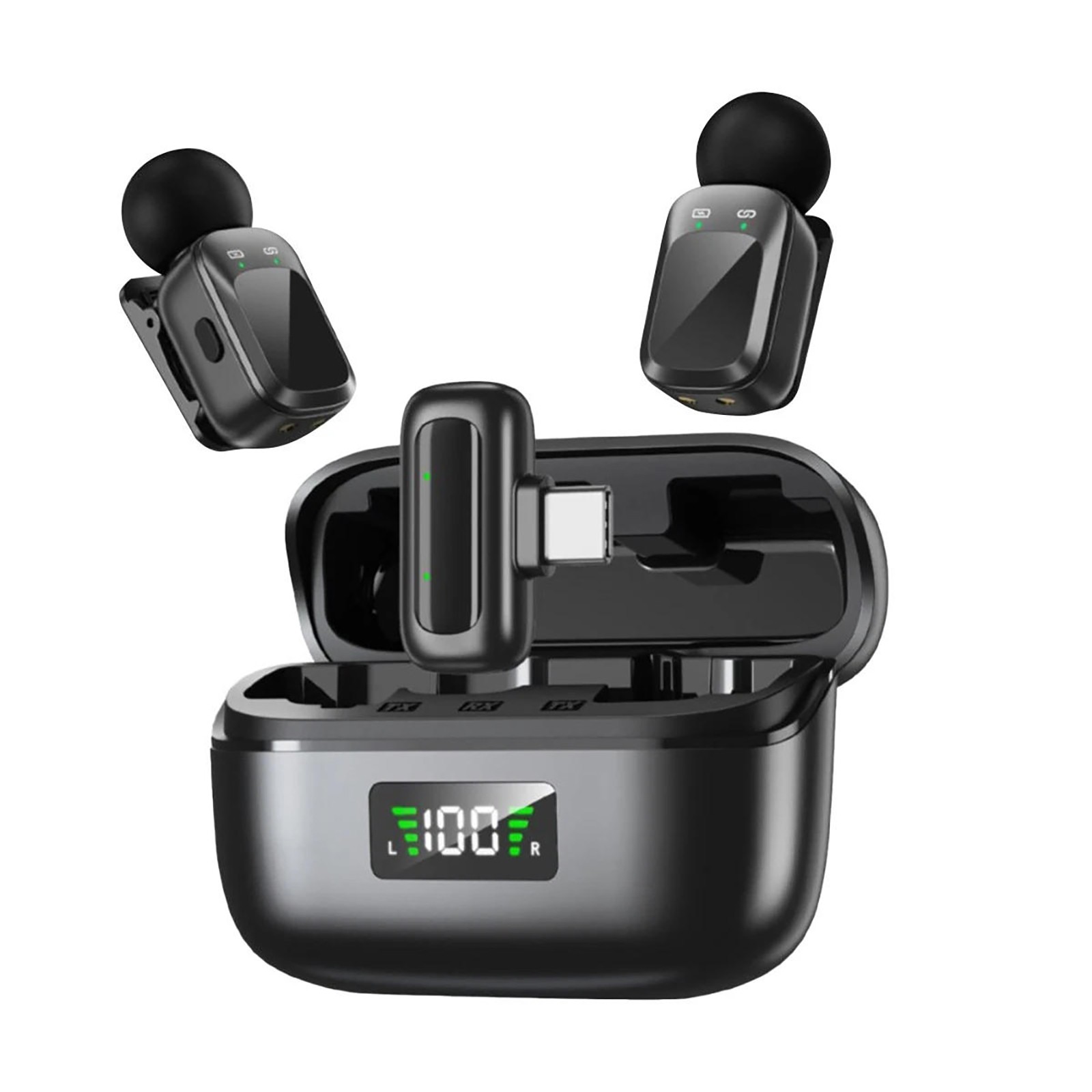 2.4G Wireless Lavalier Microphone for Type-C Phone USB-C Mini Mic 2-Pack System