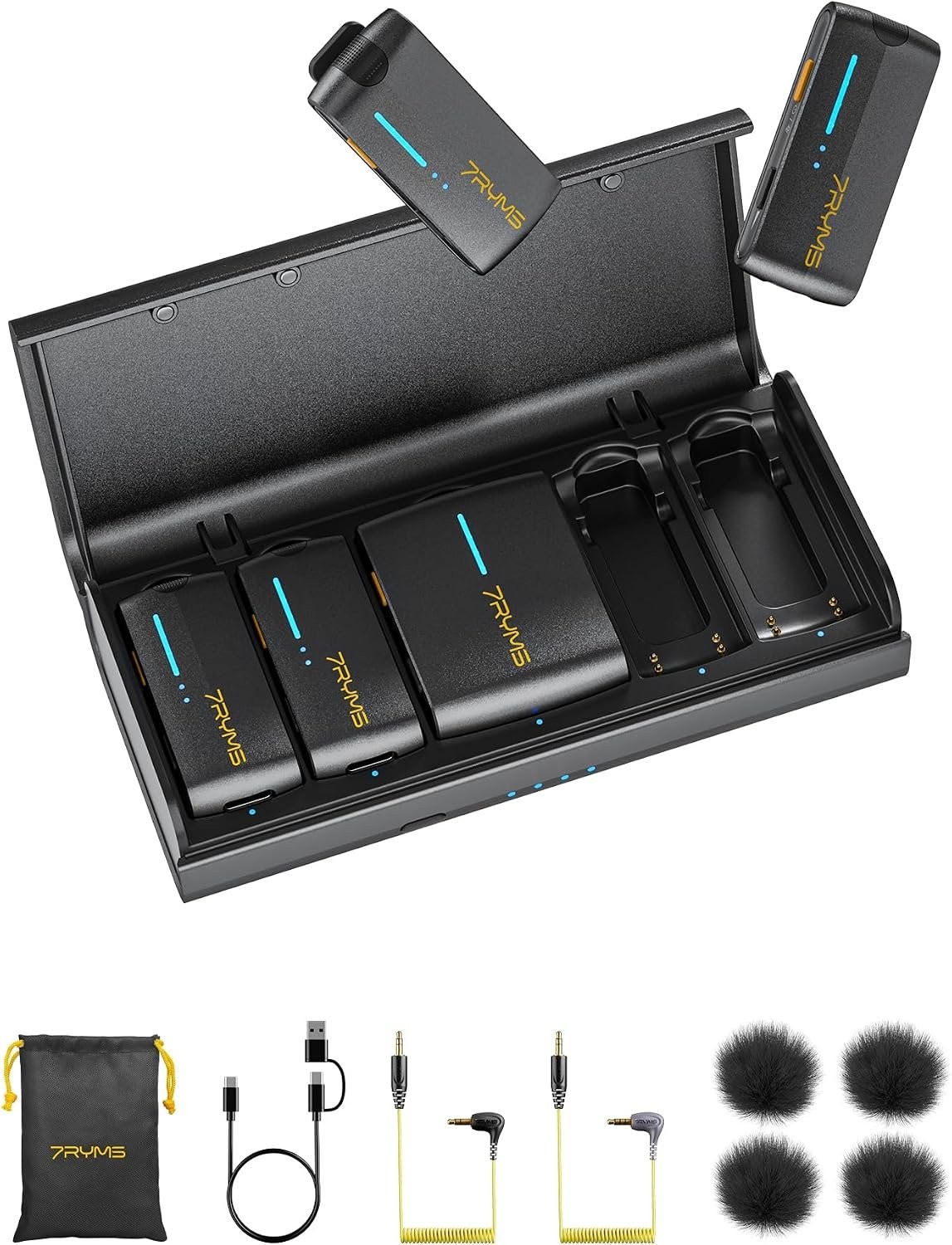 7RYMS iRay DW40 4-Channel Wireless Lavalier Microphone with Noise Cancellation,