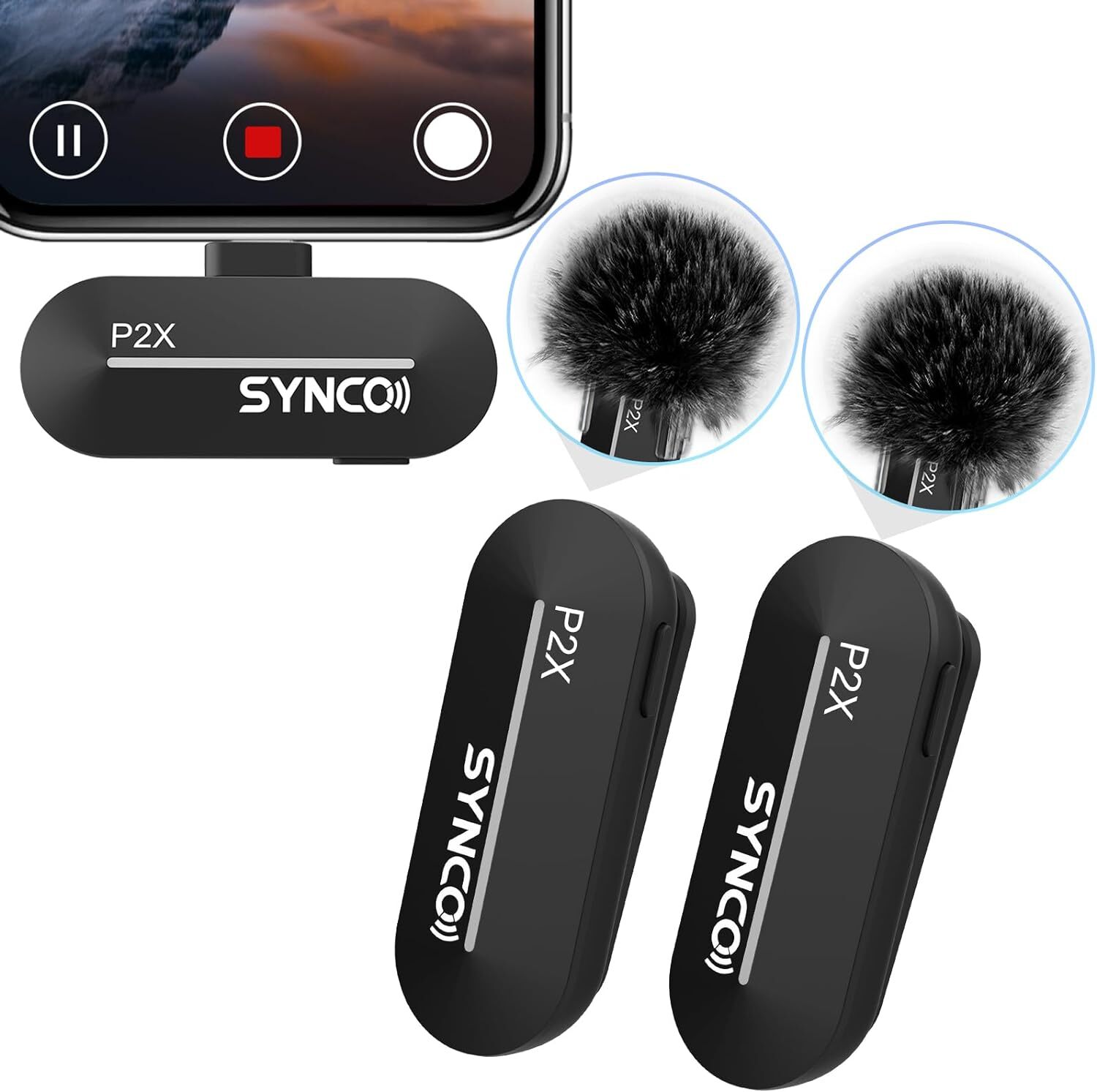 SYNCO P2X Wireless Lavalier Microphone 2 Mics for YouTube Vlog Tiktok Recording