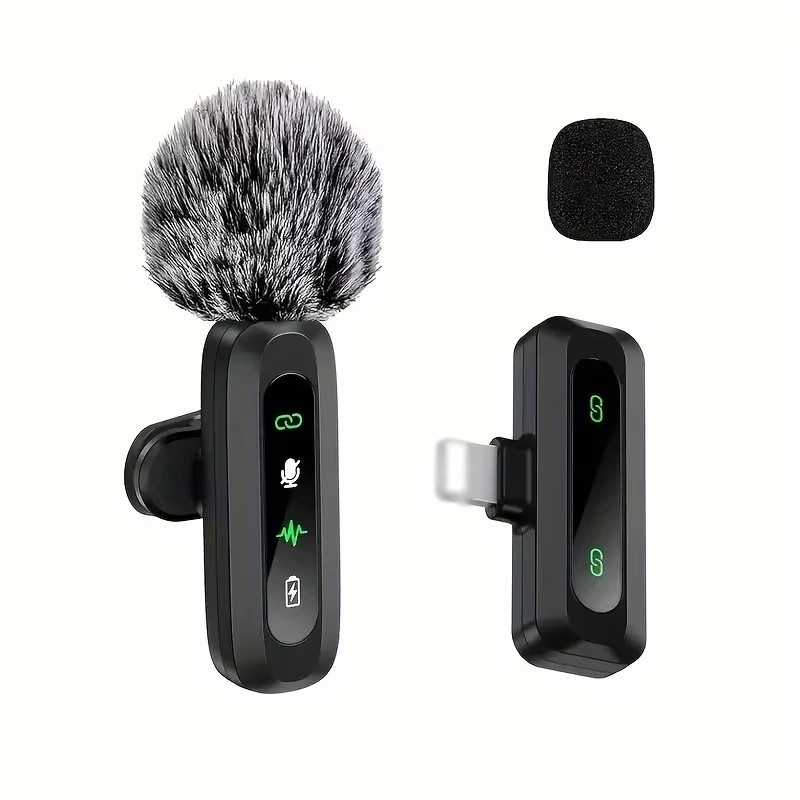 Wireless Lapel Microphone with Clip USB Type-C Connector Noise Cancellation