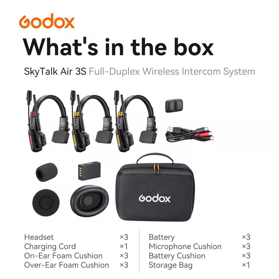 Godox SkyTalk Air 3S 4S 5S 2.4GHz Full-Duplex Wireless Intercom Headset System