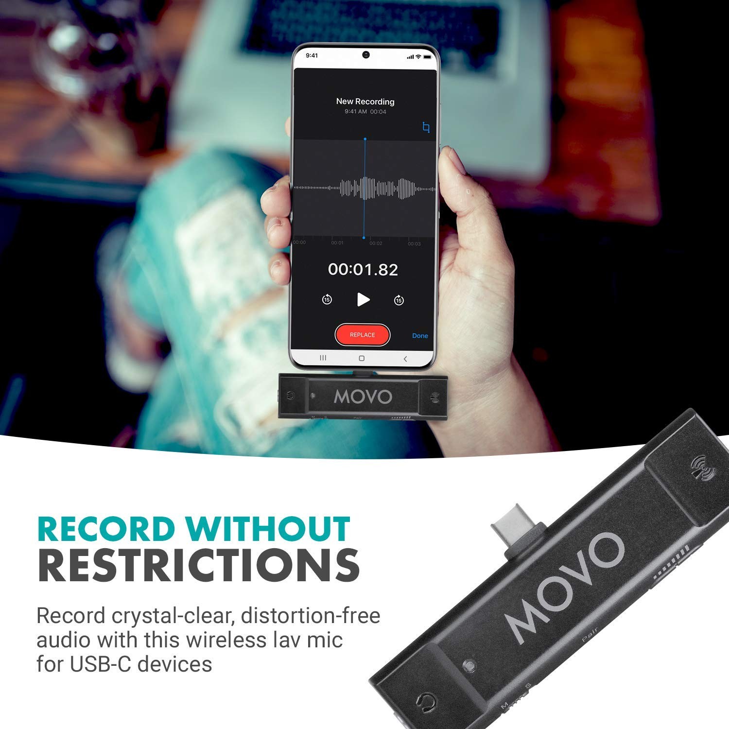 movo Edge-UC USB Type-C Wireless Lavalier Microphone System