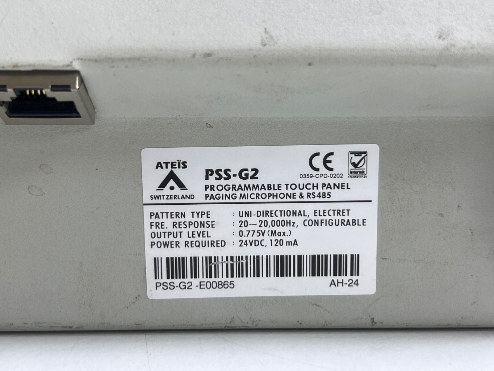 ATEIS PSS-G2 Programmable Touch Panel Paging Microphone & RS485 PSS-G2