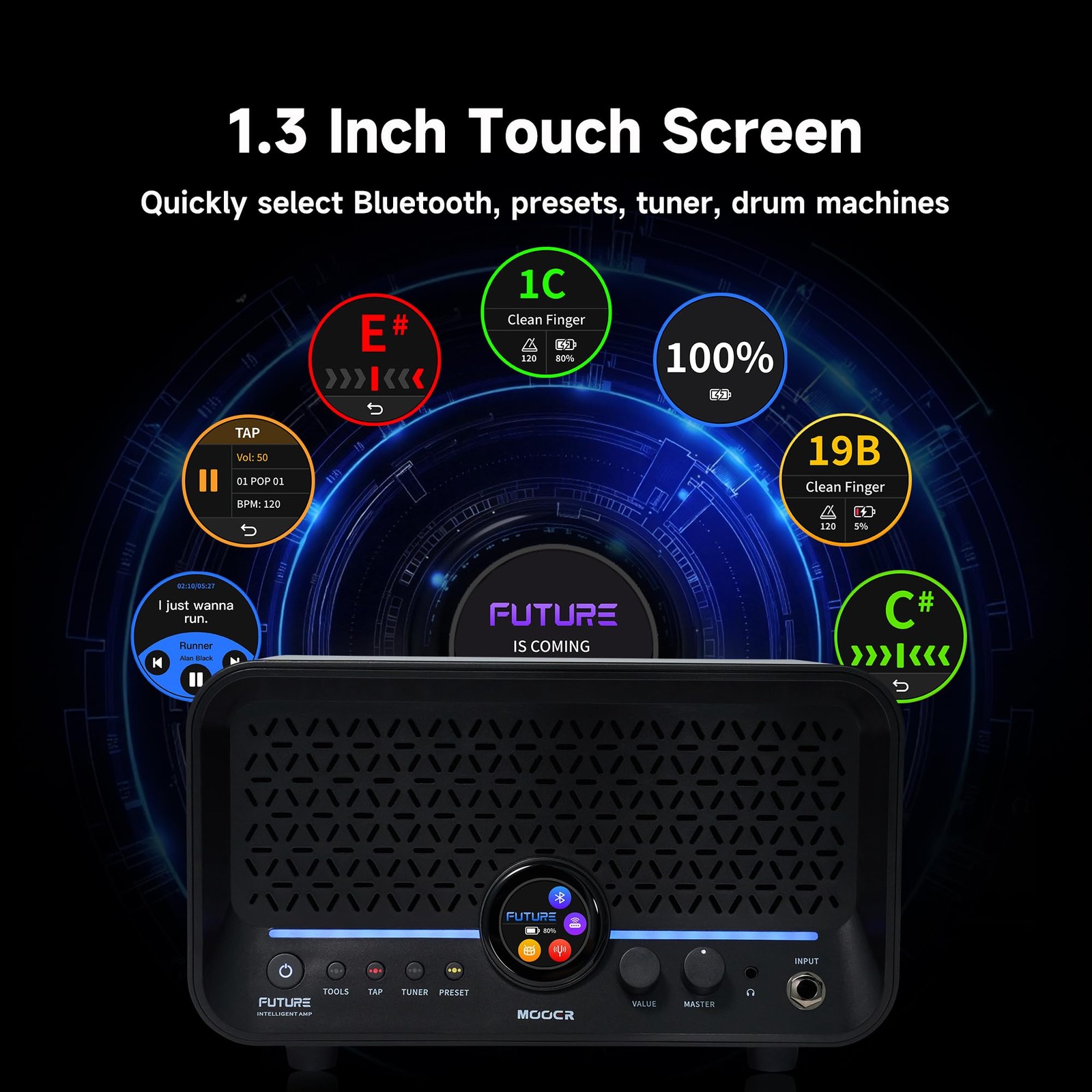 F15i AI Smart Guitar Amp Touch Screen 15W With Effects black