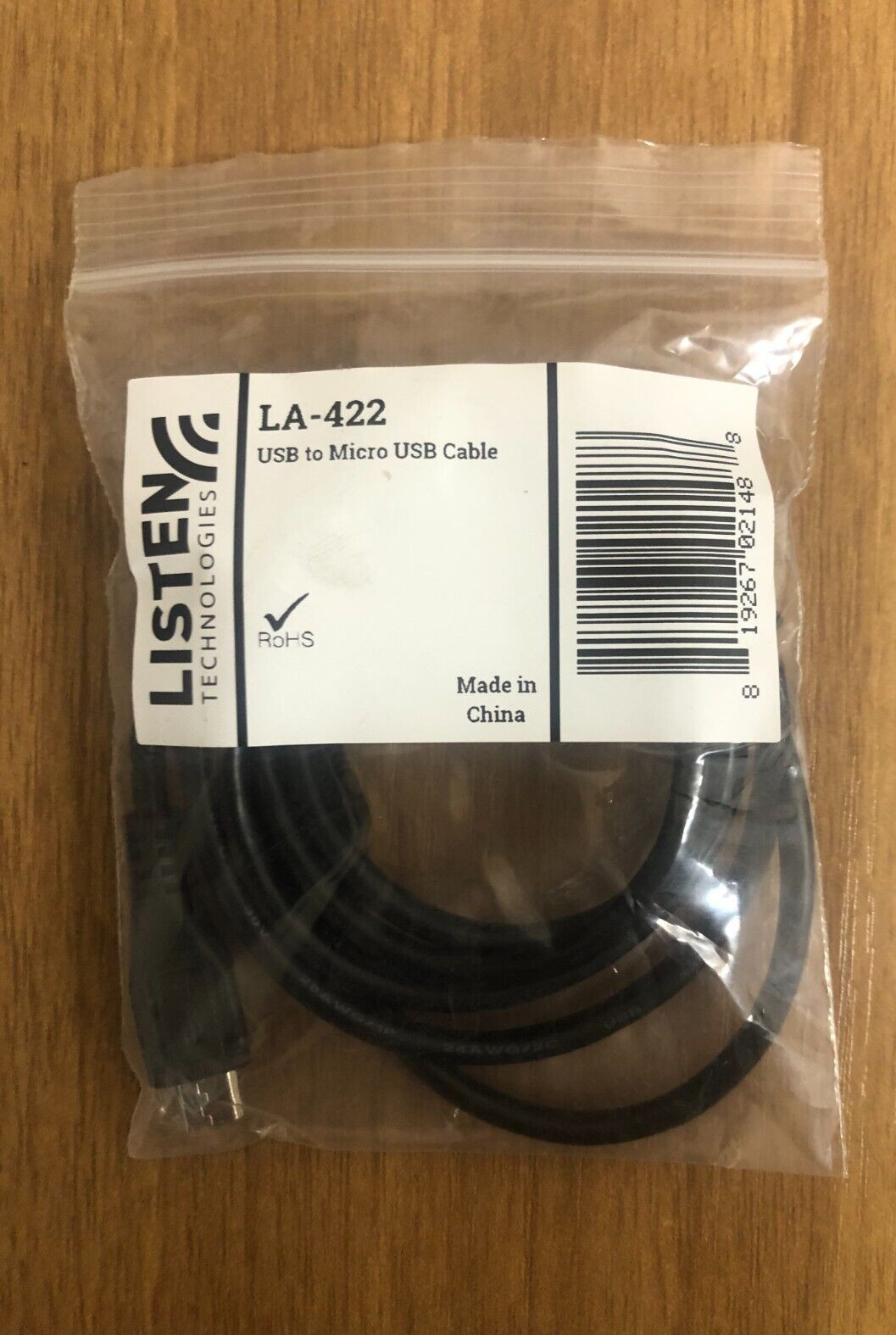 New Listen Technologies LA-422 USB to Micro USB Cable