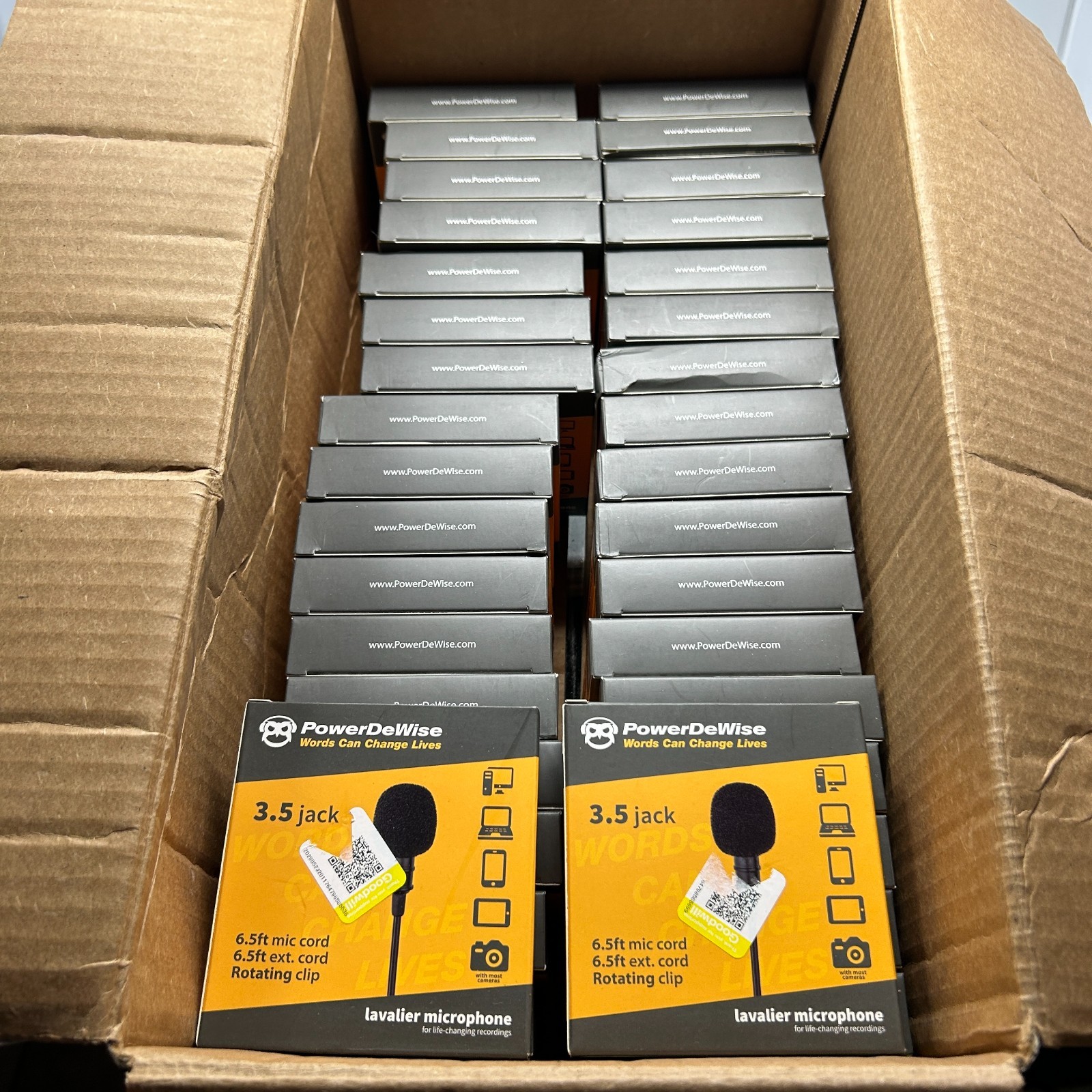 PowerDeWise Lavalier Lapel Microphone 3.5mm Jack Starter Kit Lot of 36 Sealed