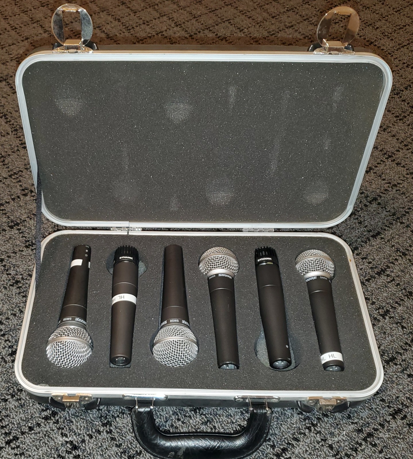 (6) Shure SM58 & SM57 Dynamic Wired Vocal Microphones Mic w/ Hard Gator Case