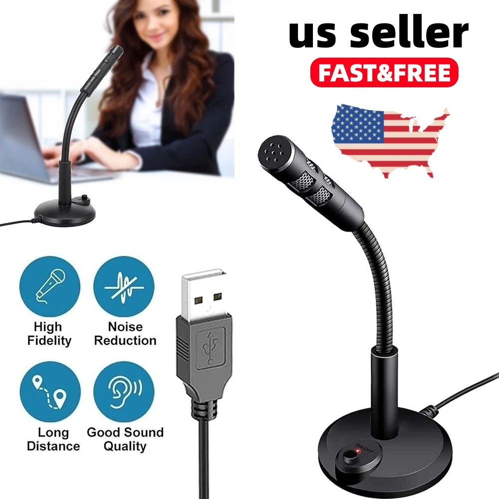 Mini USB Condenser Microphone with Stand – Plug & Play for PC/Laptop/Mac