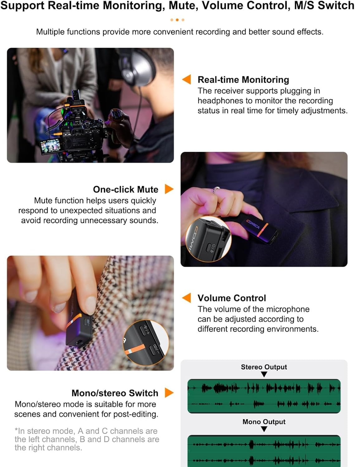 Vimo Q Mini Wireless Lavalier Mic System for Video Recording & Interviews
