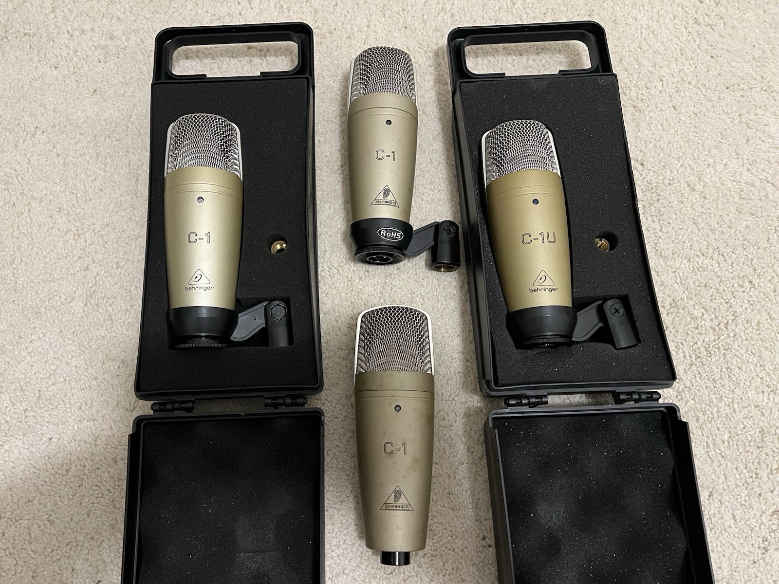 Behringer C-1 Gold Condenser Microphone, Mountable, XLR 3-Pin (Set of 4)