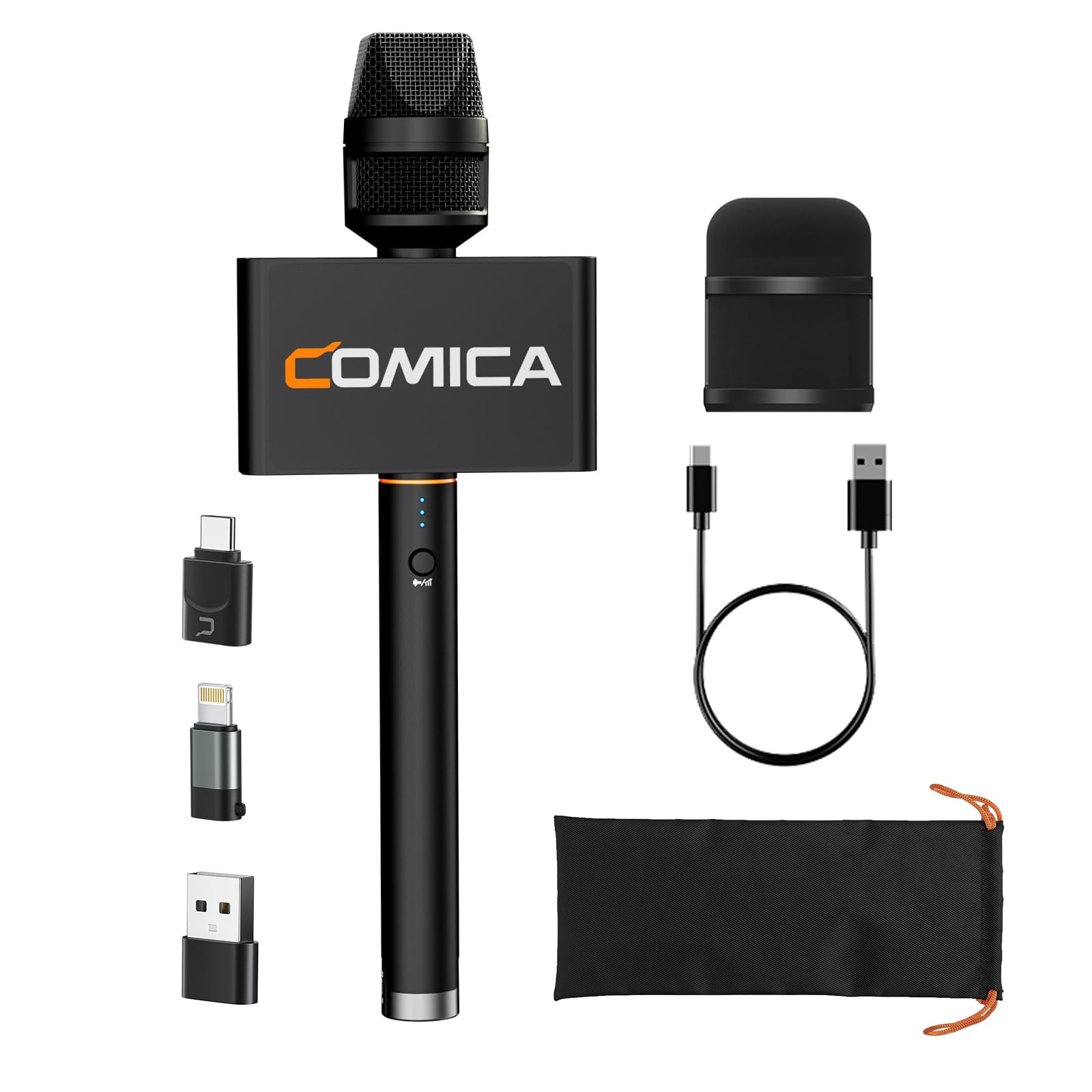 Comica Revo S Wireless Handheld Microphone Black USB-C/Lightning/USB for Phone