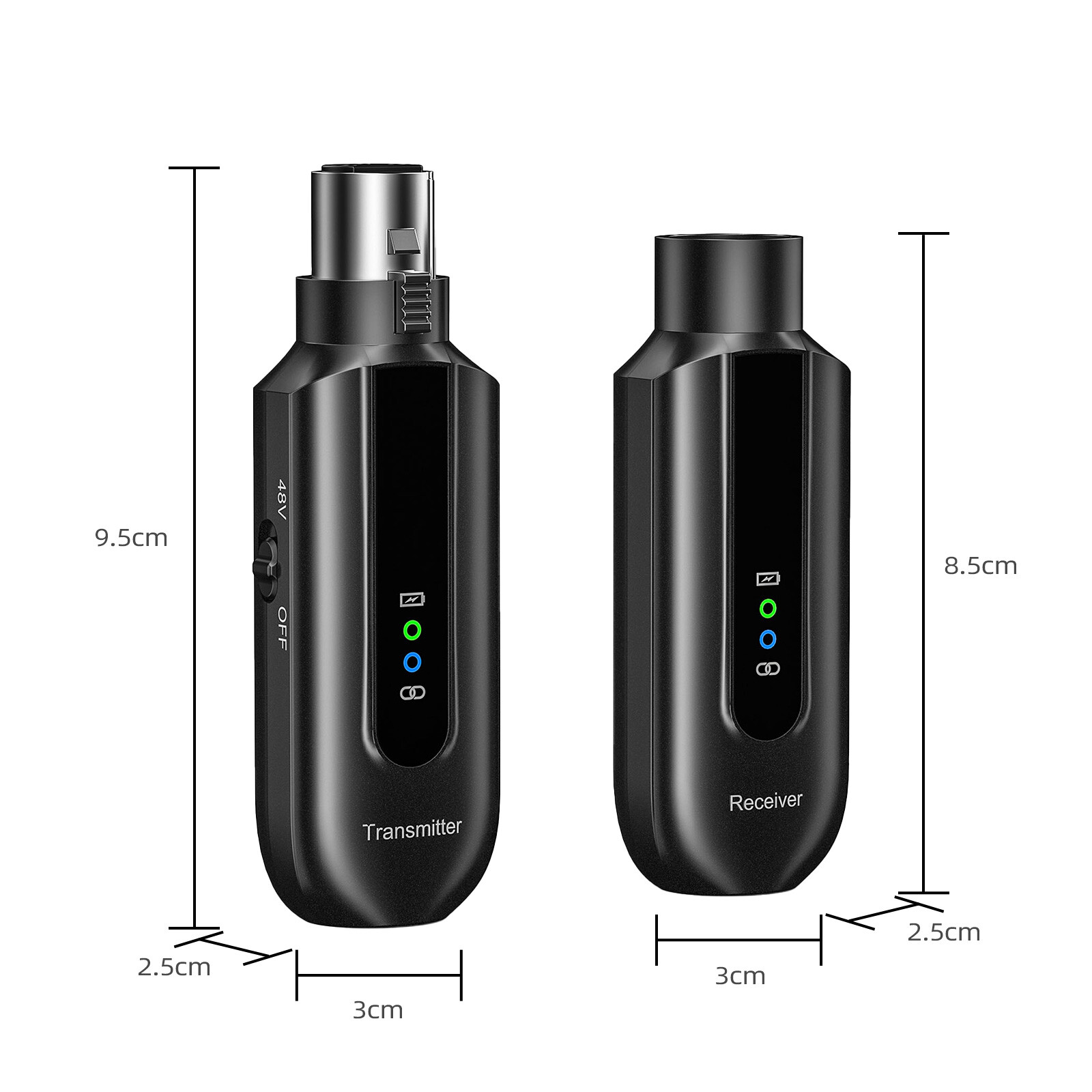 2.4GHz Wireless XLR Transmitter Receiver for Dynamic Mic 48V Condenser Mic Mixer