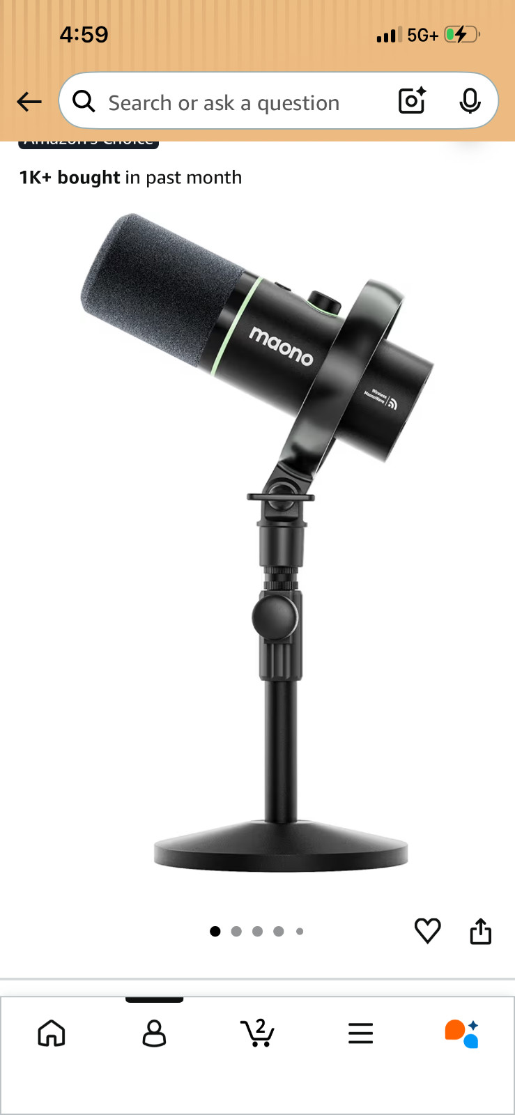 MAONO PD200W Hybrid Wireless / Wired Podcast Microphone for PC, Dynamic XLR USB