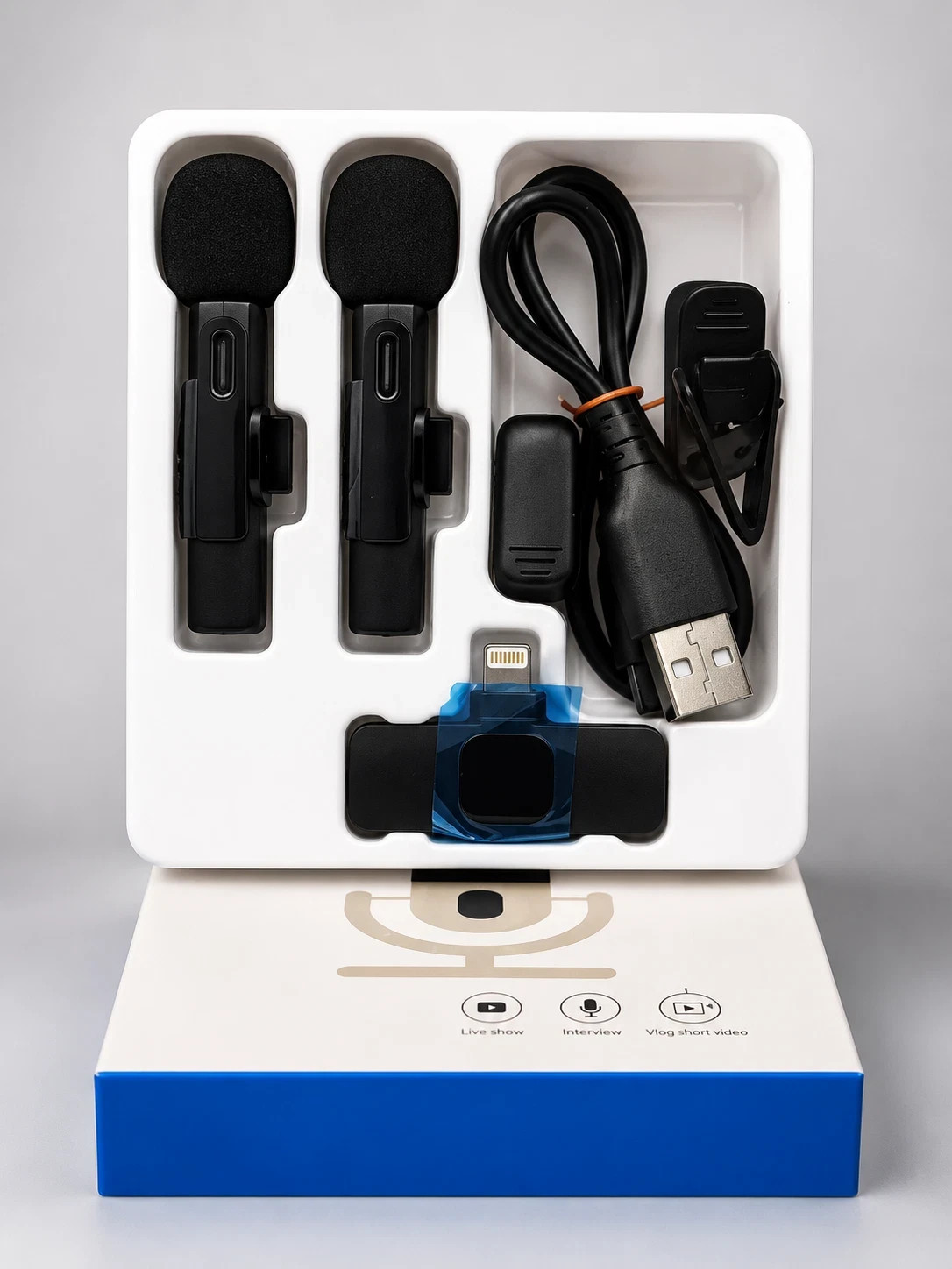 3 in 1 Wireless Clip-on Microphones for iPhone, Camera, iPad, Mini microphone