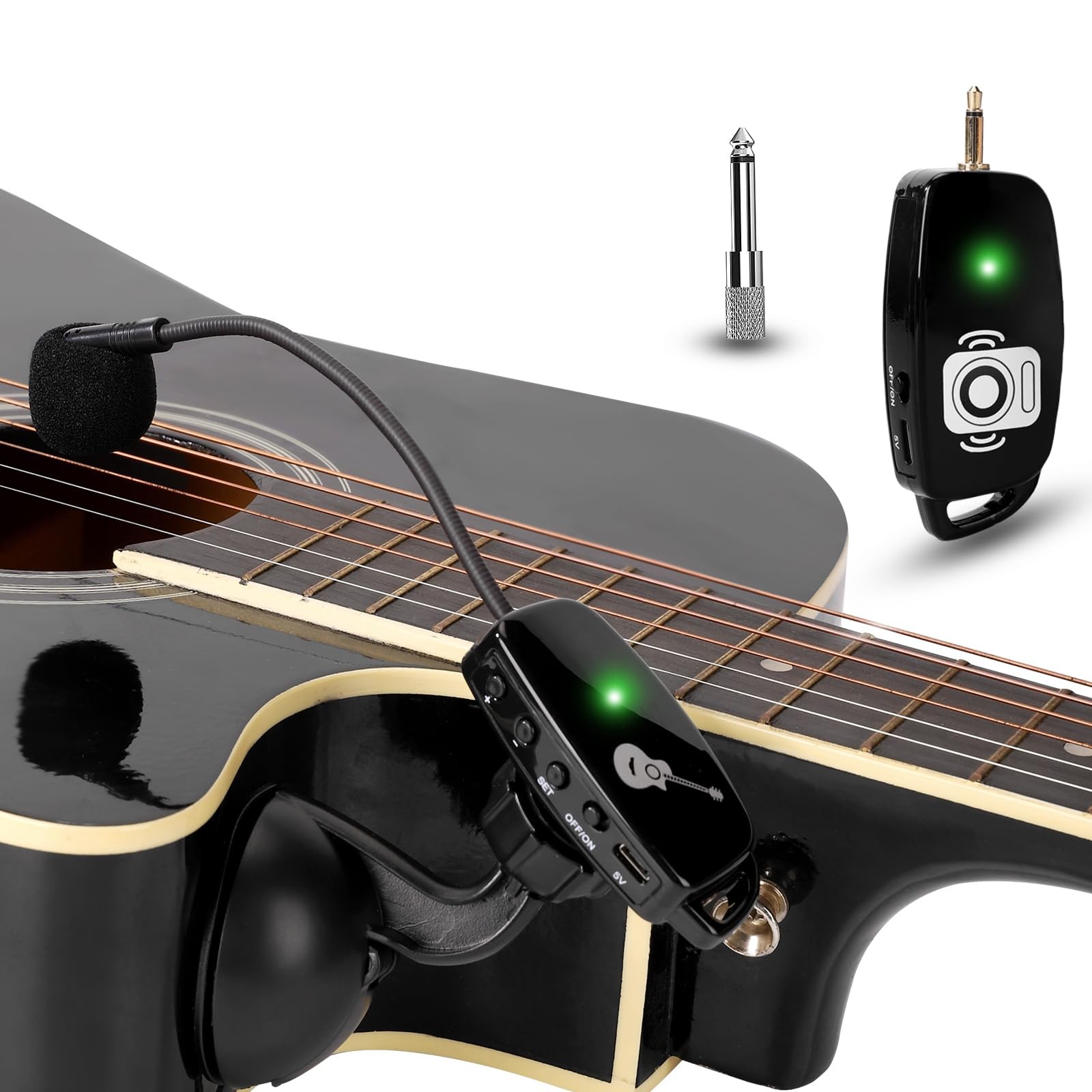 Wireless Instrument Microphone for Acoustic Guitar: 2.4G Cordless Mics Black1