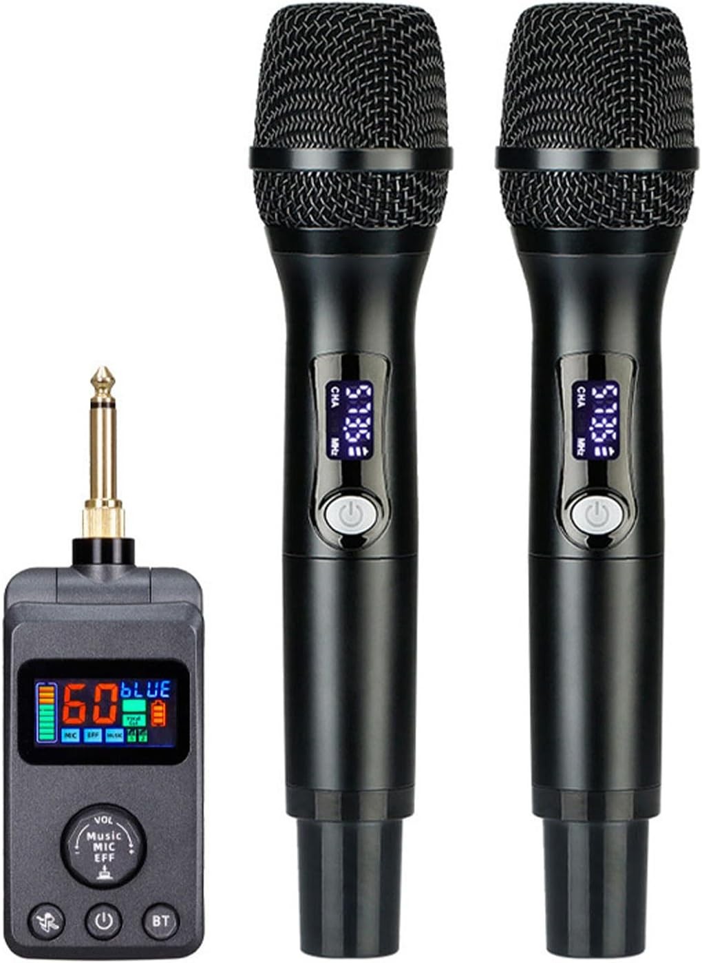Microphone Rechargeable Dual Karaoke Cordless Mic Receiver Smartphone