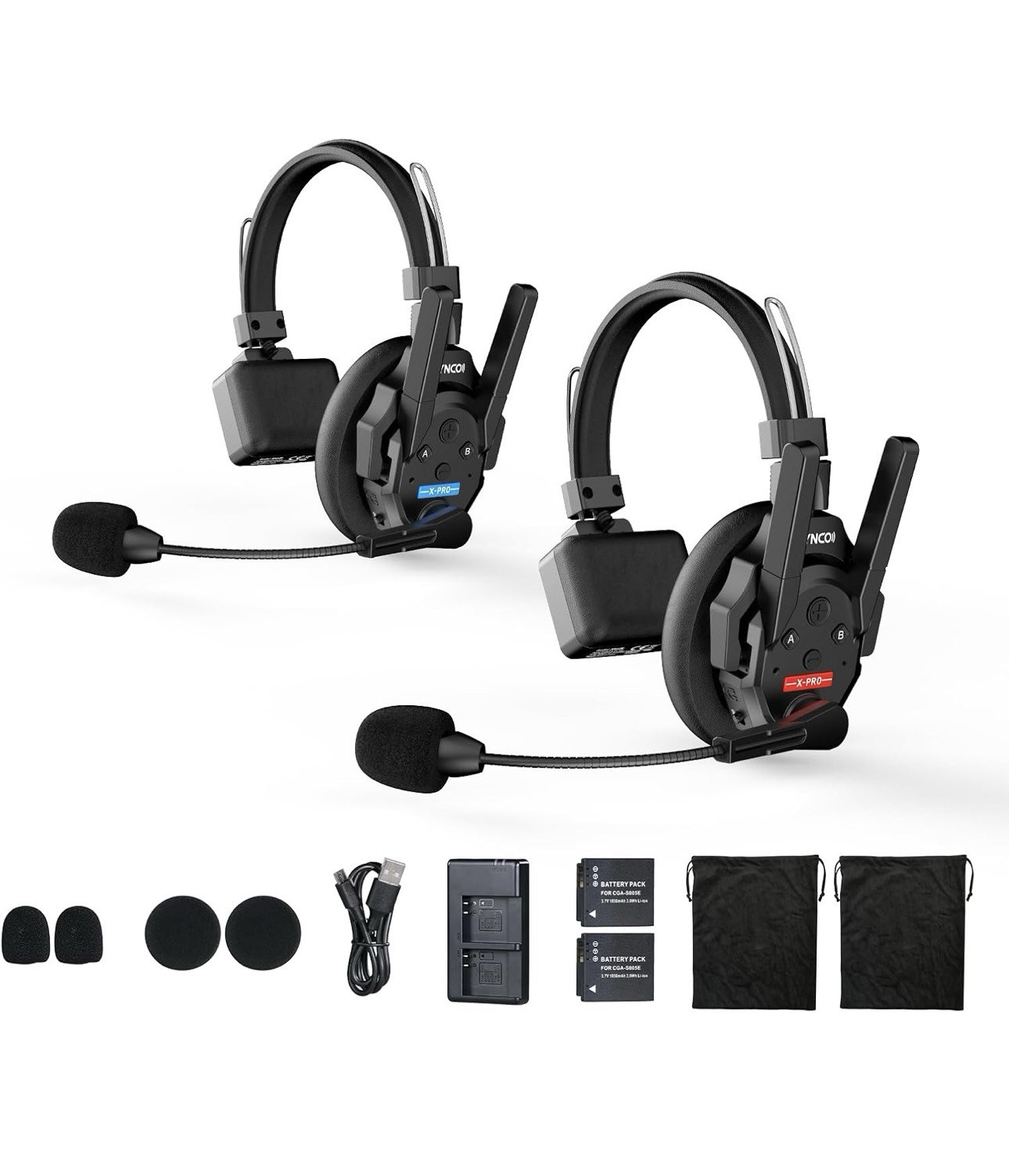 SYNCO XTALK XPRO2 Wireless Intercom Headset System 2.4GHz Communication Headsets