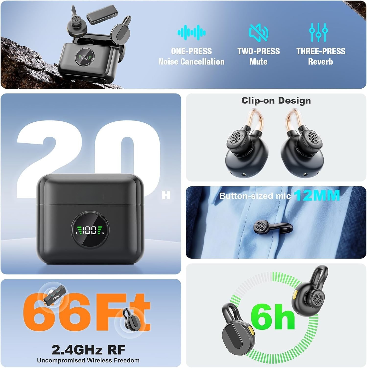 USB-C Type-C Mini Wireless Lavalier Microphone for Android iPhone Tablet