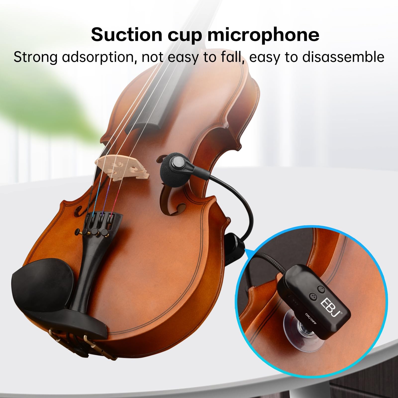 EBJ 2.4G Instrument Microphone Receiver with Detachable Suction Cup for Guita…