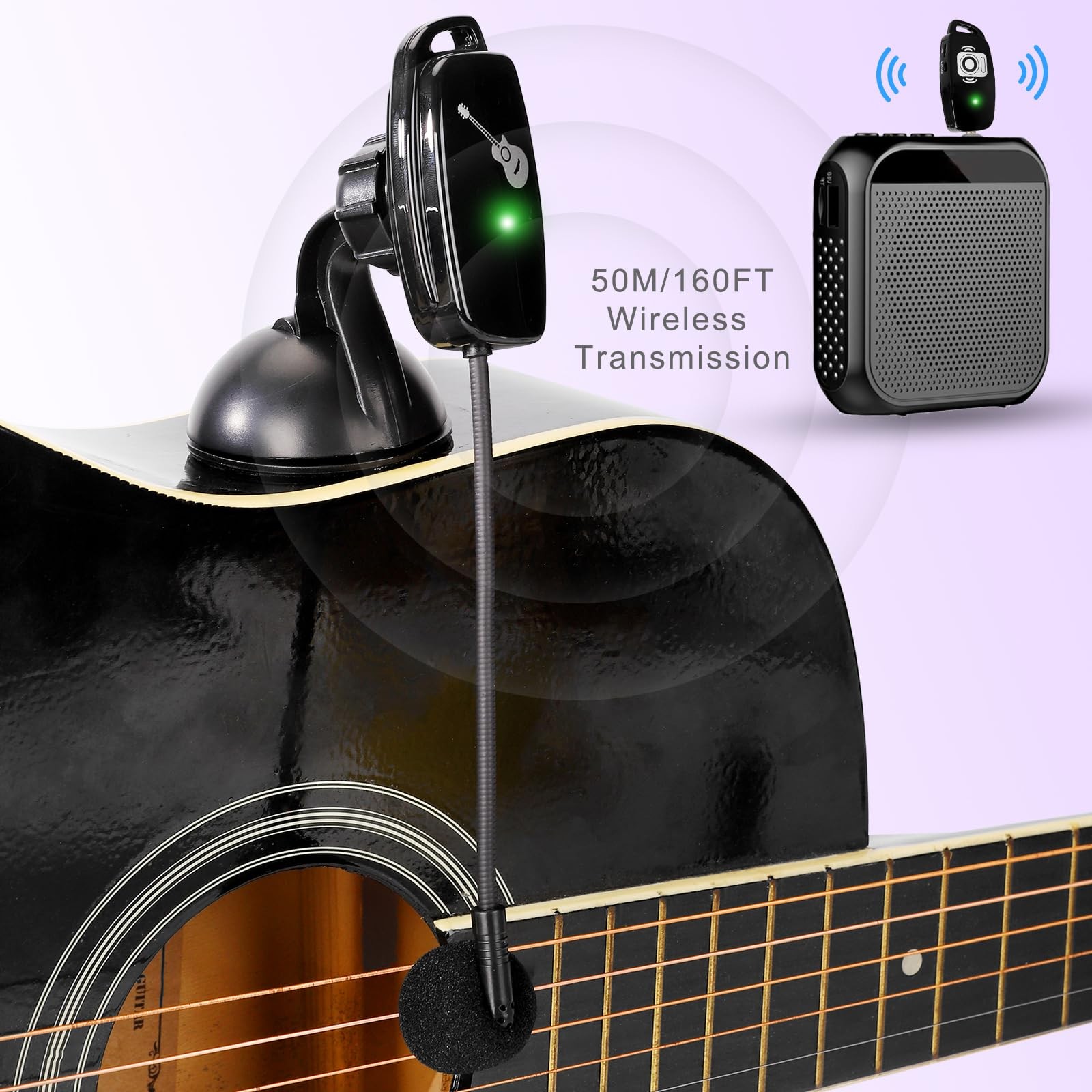 Wireless Instrument Microphone for Acoustic Guitar: 2.4G Cordless Mics Black1