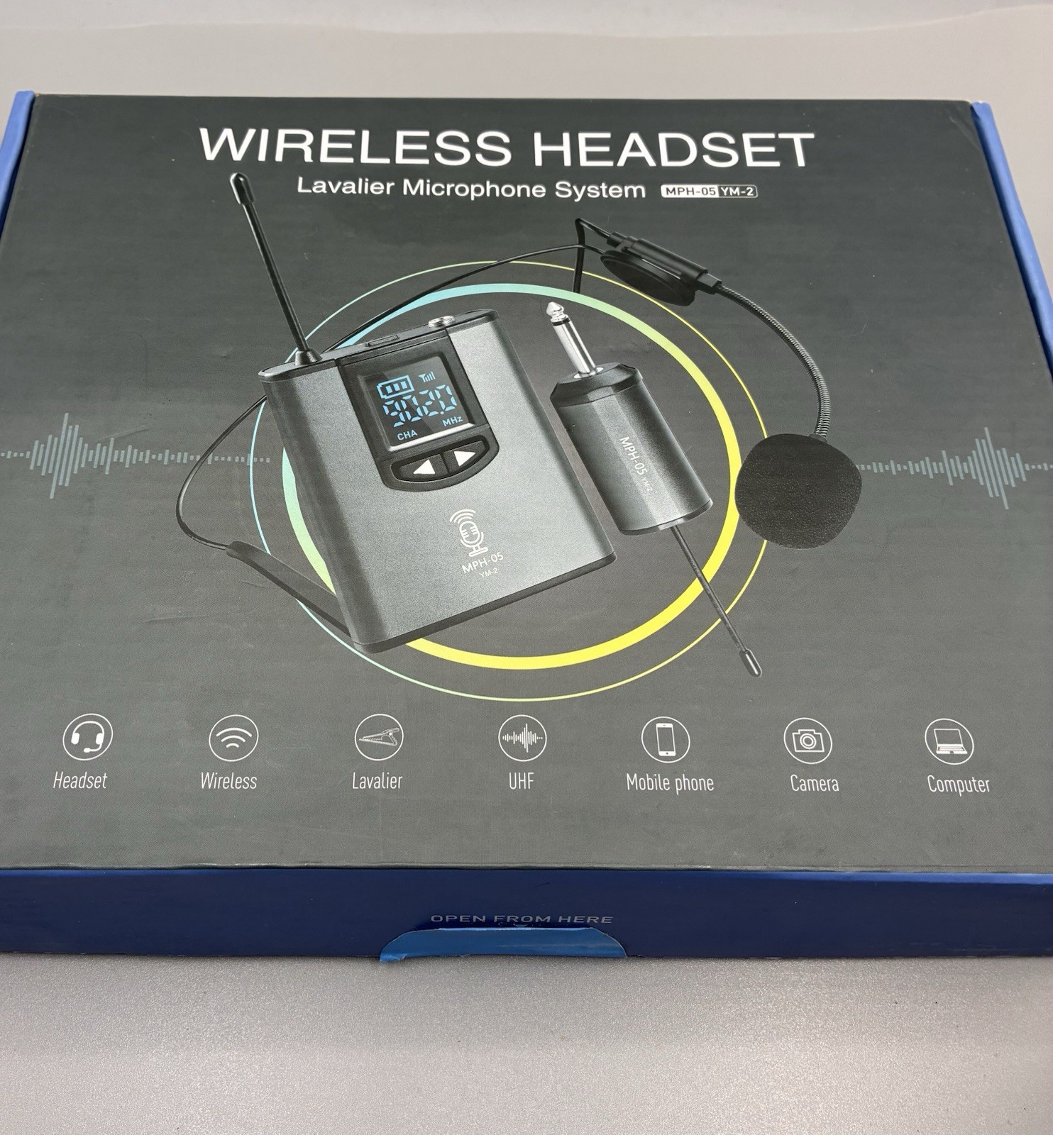 Wireless Headset Lavalier Mic System Noise Cancel Rechargeable MPH-05 YM-2
